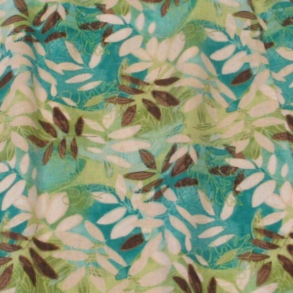 CHRISTOPHER & BANKS Linen Blend Midi Skirt Womens Size 14 Blue Green Leaf Print - Picture 2 of 12